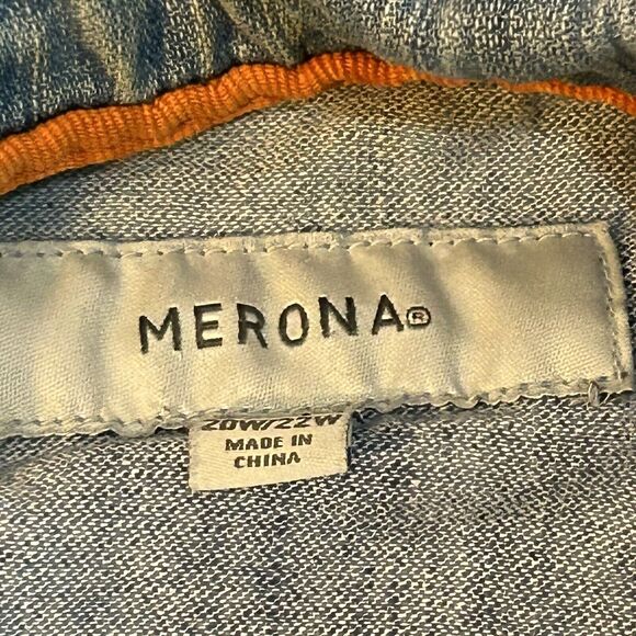 Merona Faded Denim Jean Jacket Womans Size 20/22 W With Pockets outdoorwear - Picture 2 of 15
